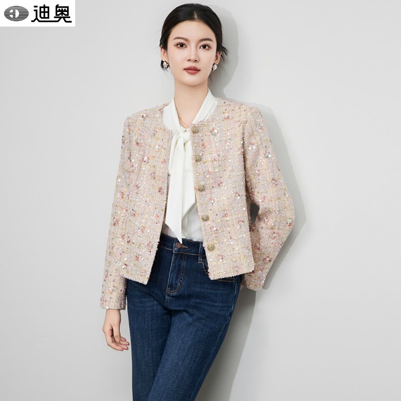 迪奥高定小香风外套女25秋冬新款法式千金风亮片羊毛粗花呢短外套,女装/女士精品,短外套,淘宝优惠券,粉丝福利购,淘宝优惠卷