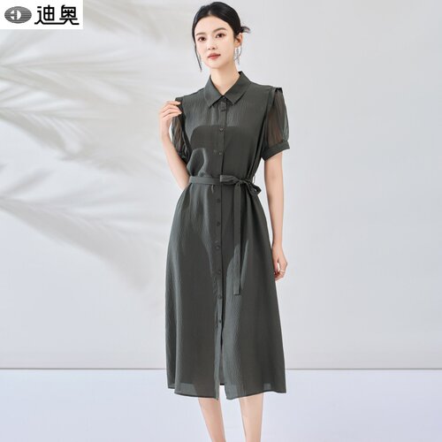 迪奥通勤优雅桑蚕丝真丝连衣裙女