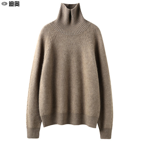 100%羊毛衫女纯色气质高领厚毛衣