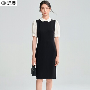 迪奥气质短袖连衣裙夏女2026新款职场OL通勤A字中长裙高级感裙子