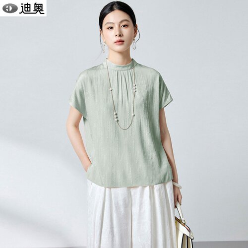 迪奥高级感减龄真丝短袖t恤女夏