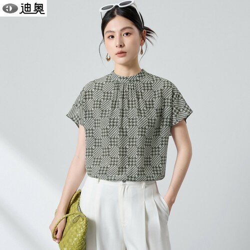 迪奥时尚百搭度假风真丝印花衬衫