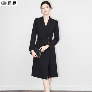 迪奥25秋冬长袖 连衣裙女高级感通勤OL裙子气质干练优雅中长裙 西装