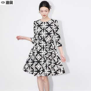 迪奥早秋法式 高级艺术感刺绣花收腰大摆裙名媛风裙子 连衣裙25新款