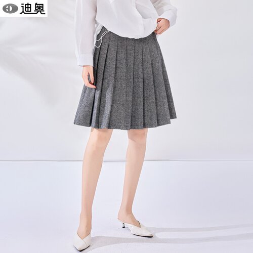 迪奥减龄百搭气质羊毛呢半身裙女