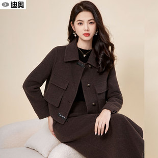 迪奥短款双面呢大衣女2025秋冬新款小香风高级感小个子羊毛呢外套
