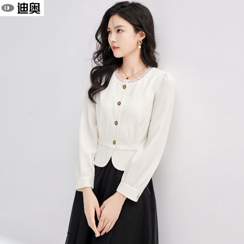 迪奥气质衬衫春秋季女装新款法式小香风圆领通勤百搭减龄开衫上衣,女装/女士精品,衬衫,淘宝优惠券,粉丝福利购,淘宝优惠卷