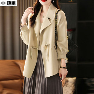 迪奥双面呢羊绒大衣女2025春秋新款风衣高级感气质纯羊毛呢子外套