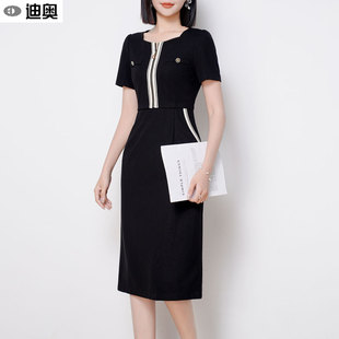 高级感优雅气质收腰显瘦超好看裙子 新款 迪奥短袖 连衣裙女2026夏季