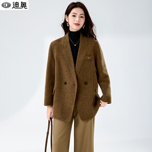 迪奥轻奢苏丽绒高级感羊毛呢外套25秋冬超好看的双面呢羊毛大衣女
