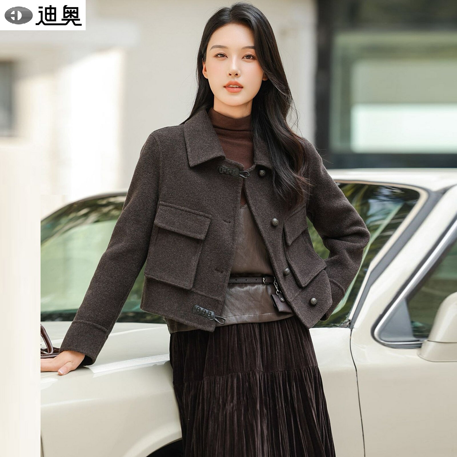 迪奥小香风毛呢外套女羊毛双面呢图片