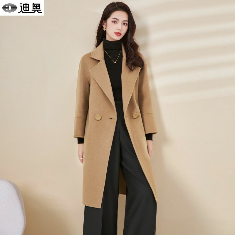 迪奥双面呢羊毛大衣女25秋冬新款高级感简约风洋气双排扣毛呢外套,女装/女士精品,毛呢外套,淘宝优惠券,粉丝福利购,淘宝优惠卷