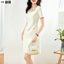 迪奥连衣裙女2025夏季法式小香风名媛优雅气质收腰显瘦超好看裙子