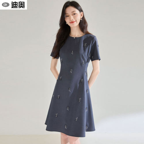 迪奥轻奢复古优雅名媛风连衣裙女