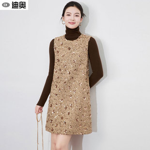 亮片小香风背心裙两件套 高领打底衫 迪奥时髦套装 裙女2025春秋新款