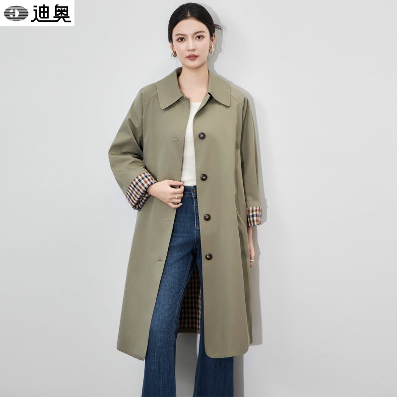 迪奥高级感时尚简约通勤今年流行中长款大衣26春秋巨好看的风衣女