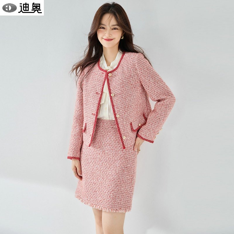 迪奥25新款小香风套装裙女高端气质羊毛短外套+半身裙法式两件套,女装/女士精品,时尚套装,淘宝优惠券,粉丝福利购,淘宝优惠卷