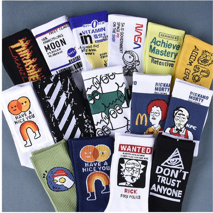 Men's Long Socks Korean Style Trendy Hip-Hop Street ins Harajuku Style Mid-Calf Student Basketball Socks Long Socks Women