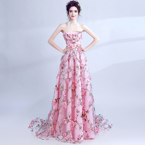 Hand stereoscopic flower immortal pink bride tuxedo wedding dresses wedding dresses