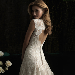 Deep V collar Lace Princess Bride fishtail wedding dress Halter