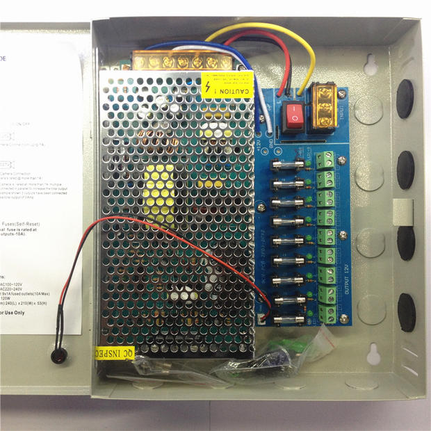 DC12V15A 监控集中供电电源9路LED开关电源箱 摄像头集中电源180w