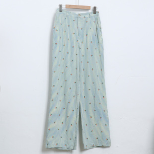 长裤 格子印花直筒阔腿休闲裤 澳洲单PP小众设计性感辣妹时尚