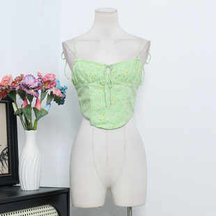 上衣A3 澳洲单小众设计性感辣妹碎花小吊带背心修身 显瘦短款