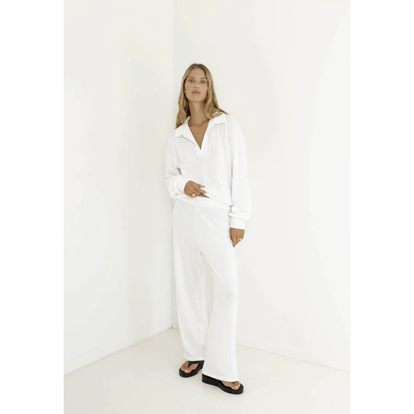 澳洲单SN@DYS小众设计款Polo领纯色微透宽松衬衫气质翻领长袖上衣