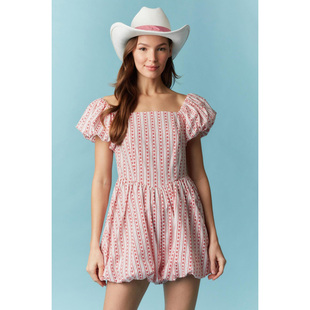 显瘦露背连体裤 欧美单小众设计款 气质方领碎花泡泡袖 修身 裙A2