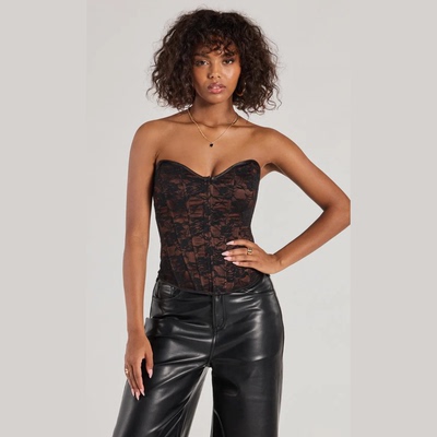 欧美单小众设计款性感镂空蕾丝束腰鱼骨抹胸收腰显瘦短款背心上衣