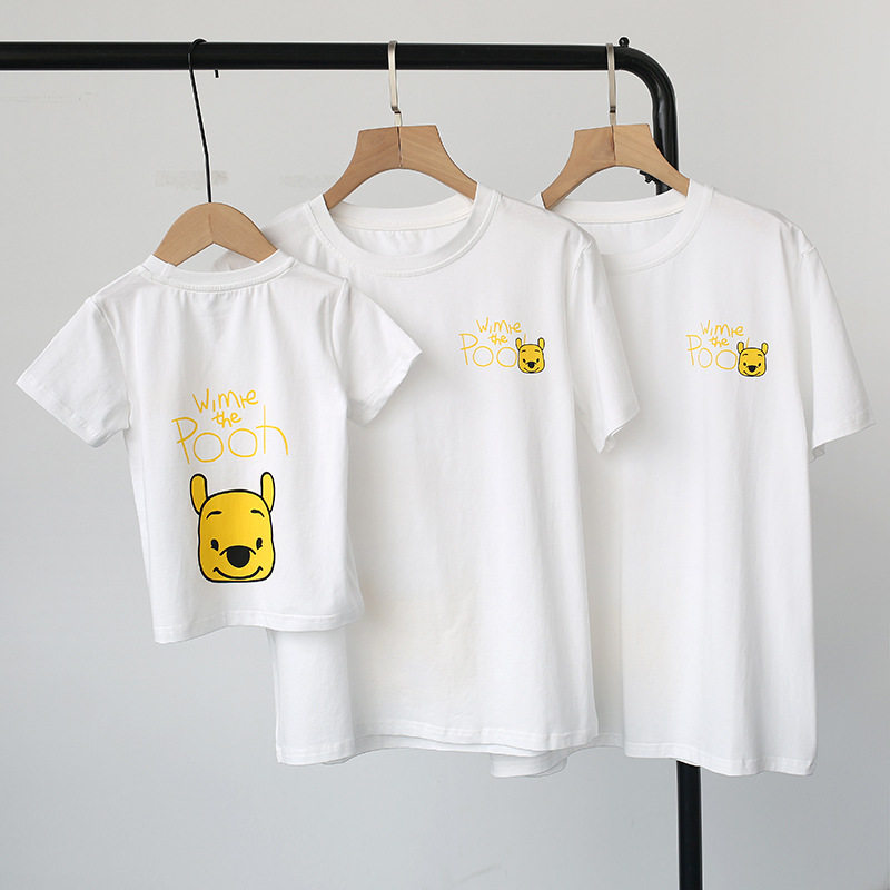 인터넷 연예인 부모자식 여름옷 곰돌이 푸 반팔티셔츠 모던한 스타일의 순면 가족옷