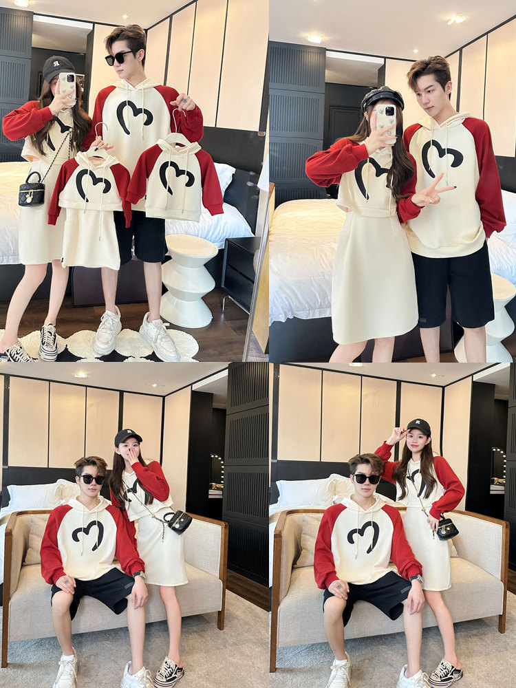 3인 가족을 위한 가을 겨울 친자복 엄마와 딸 드레스 엄마와 아이 후드 티셔츠  크롤링복 가족복