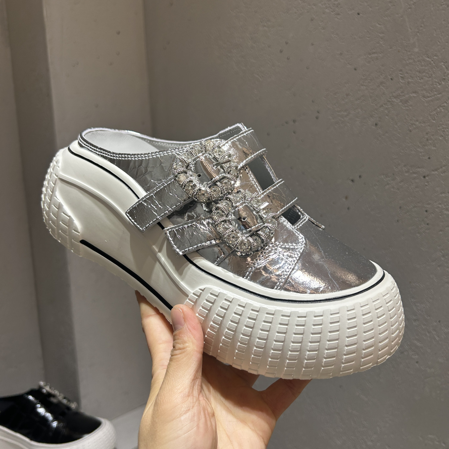 公主风水钻包头半拖女厚底增高