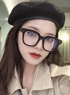 韩国防蓝光复古经典黑色粗框眼镜女原宿方形圆脸素颜配近视眼镜框
