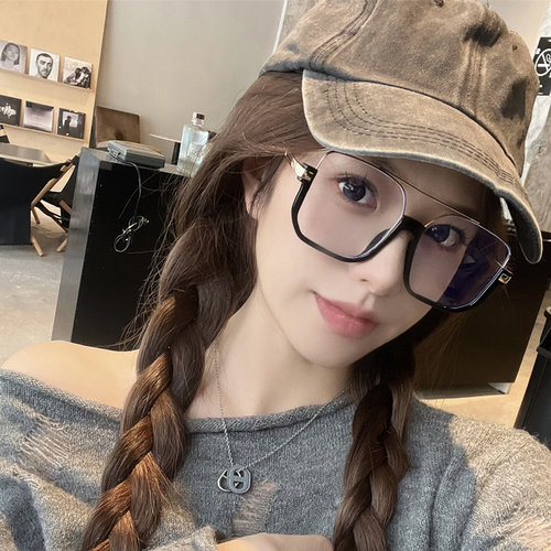 男女韩版金属下半框眼镜可配近视