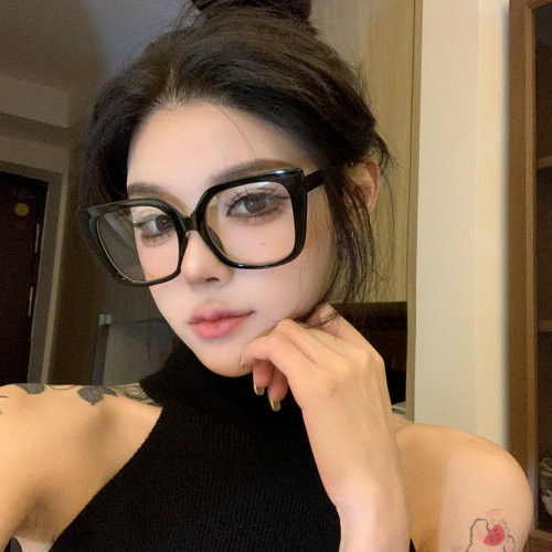 复古大框素颜黑框眼镜可配有度数