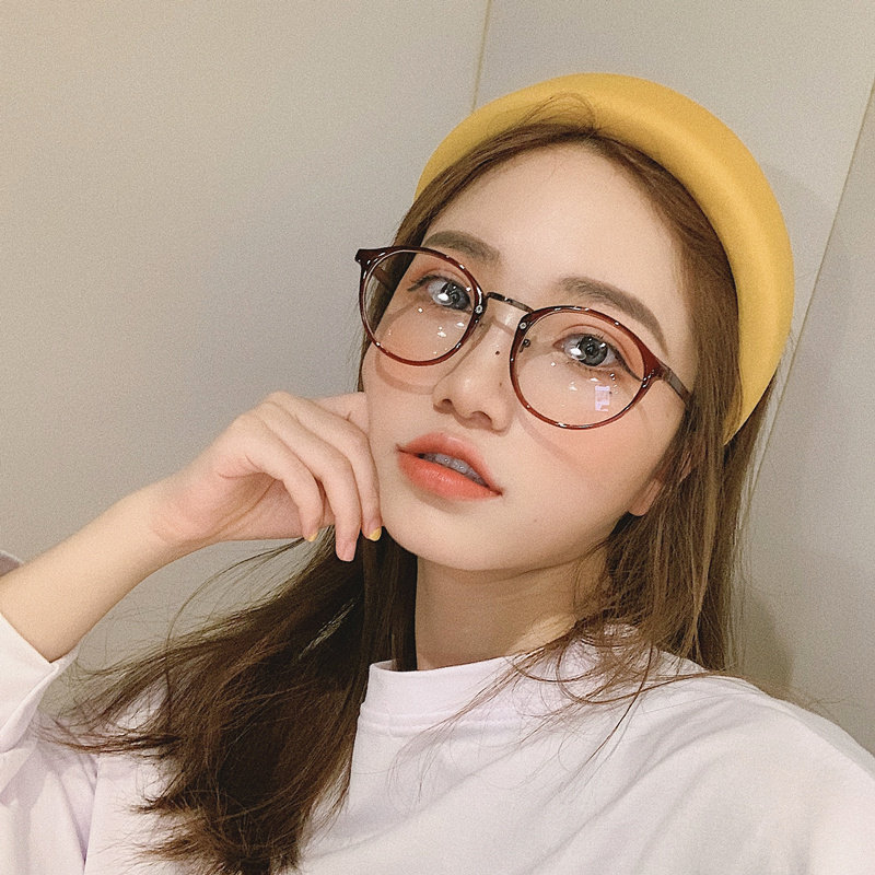 ins网红顽童大人同款黑色眼镜框女复古圆框近视镜素颜圆脸韩版潮