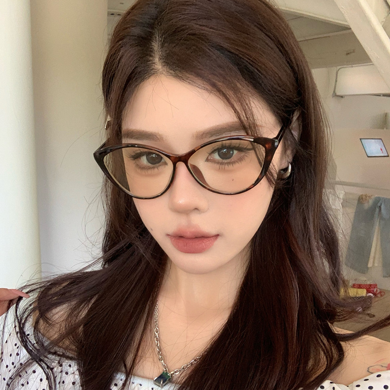 复古豹纹猫眼超轻眼镜框可配度数