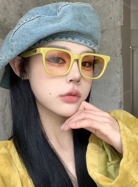 韩版方形渐茶色墨镜女方圆脸显瘦