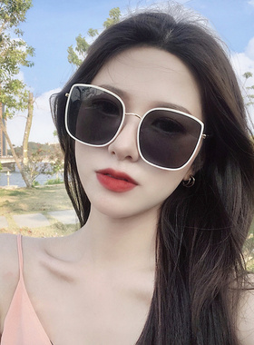 2020新款韩版ins白色墨镜女街拍时尚方框圆脸防紫外线偏光太阳镜