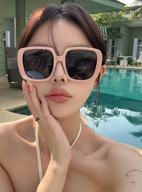 大方框粉色墨镜大脸显瘦度假防晒