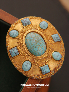 Cadoro仿绿松宝石熔岩质感中古vintage胸针 有力量感 吊坠两用