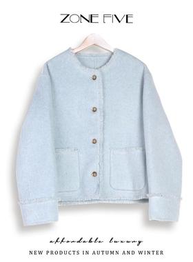 zonefive气质春短款小香风上衣双面羊毛外套新款韩系显瘦短外套