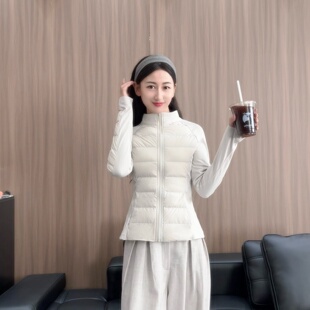lulu款90白鹅绒户外通勤休闲内搭外穿修身保暖排骨短款羽绒服女