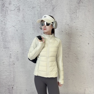 lulu款90白鹅绒户外运动健身轻薄修身排骨内胆收腰内搭短款羽绒服