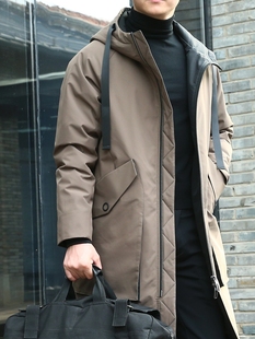 羽绒服男士中长款防寒外套加厚特大码胖子羽绒服男装潮牌宽松大衣