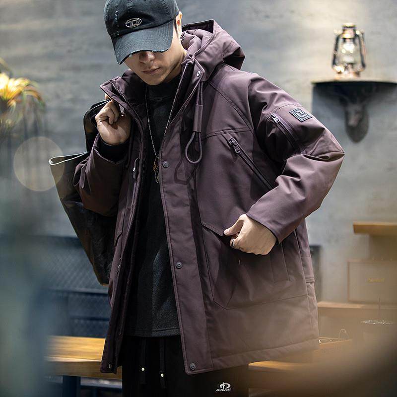 中长款羽绒服男冬季2025新款户外冲锋衣男士滑雪服连帽工装外套潮