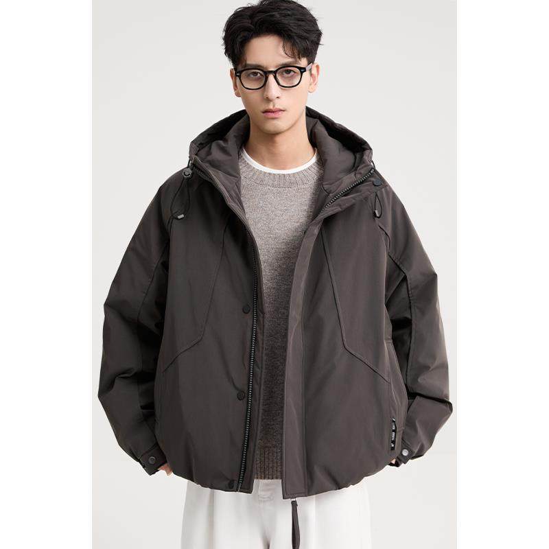 冬季新款工装连帽羽绒服男加厚青年韩版宽松休闲90白鸭绒保暖外套