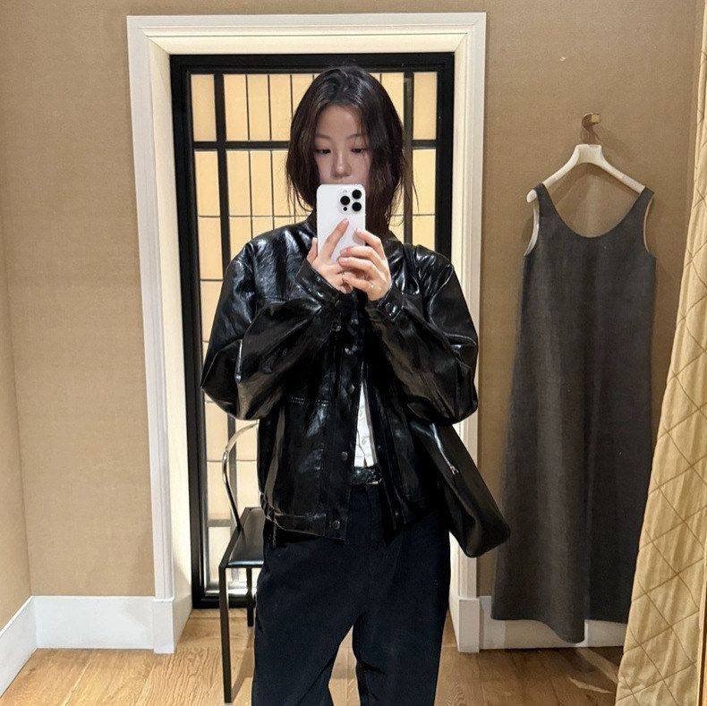 皮衣现货气质2025秋季单排复古外套大门新八奶韩国扣女东黑色立领,女装/女士精品,皮衣,淘宝优惠券,粉丝福利购,淘宝优惠卷