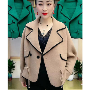 双面呢大衣女小个子收腰短款高级感2025春秋加厚大码宽松毛呢外套